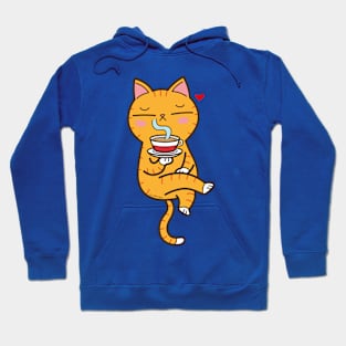 Coffee loving cat (Orange version) Hoodie